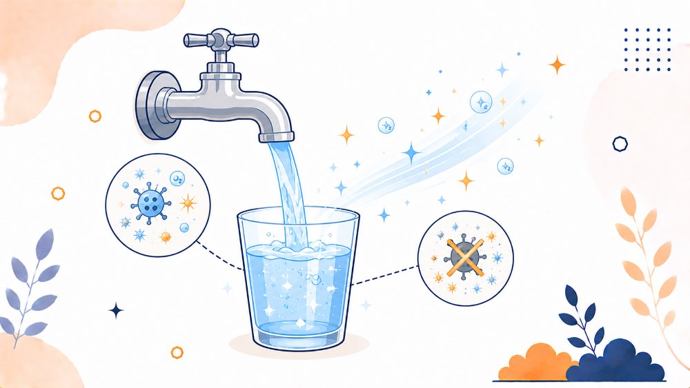 残留塩素（水道水の消毒）のイメージ