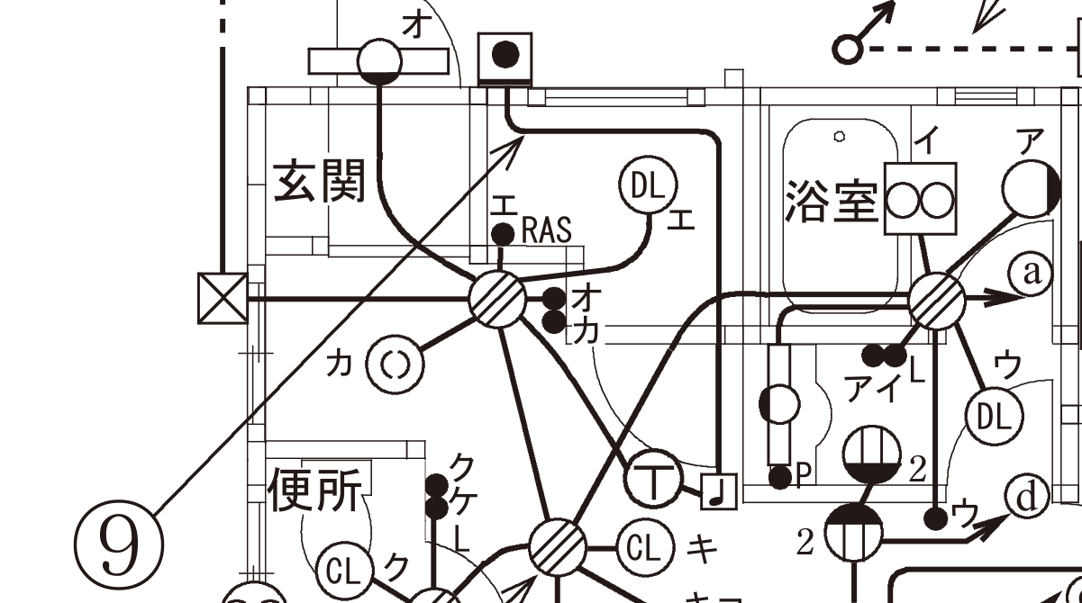 令和5年度上期午後 問39 ⑨で示す部分（玄関の押しボタンとチャイムの回路）