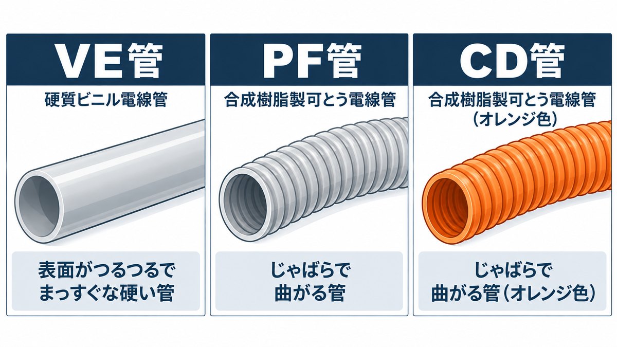VE管・PF管・CD管のちがい